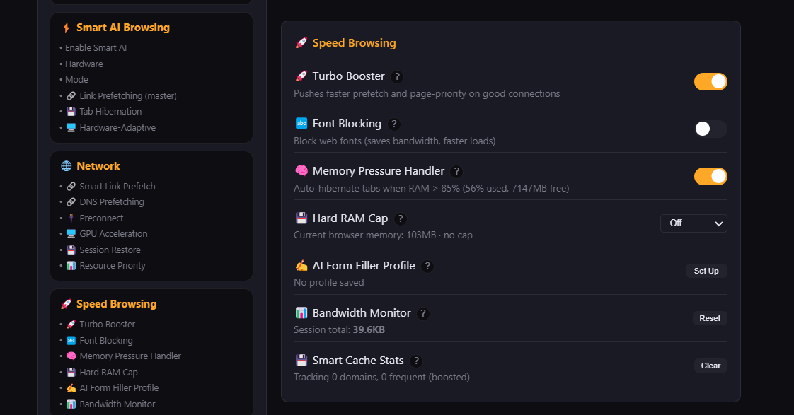 Speed Browsing & Adaptive Hub